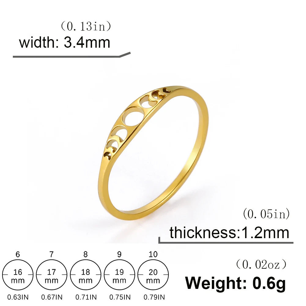COOLTIME Moon Phase Ring for Women Stainless Steel Minimalist Couple Rings Jewelry Anniversary Gift 2026 New in Wholesale