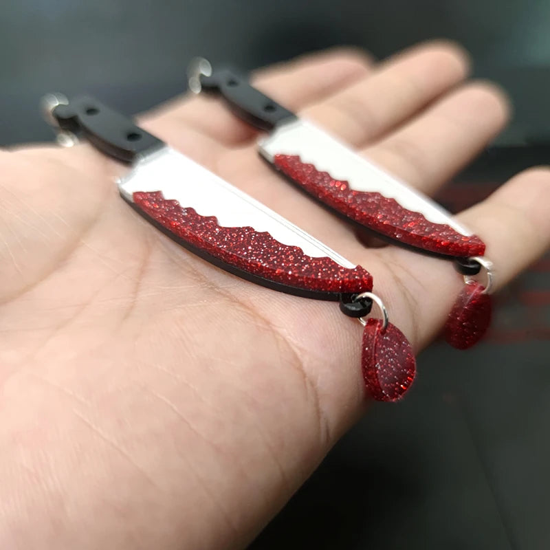 KUGUYS Dagger Knife with Blood Drop Earrings for Women Halloween Jewelry Gothic Acrylic Accessories - Charlie Dolly
