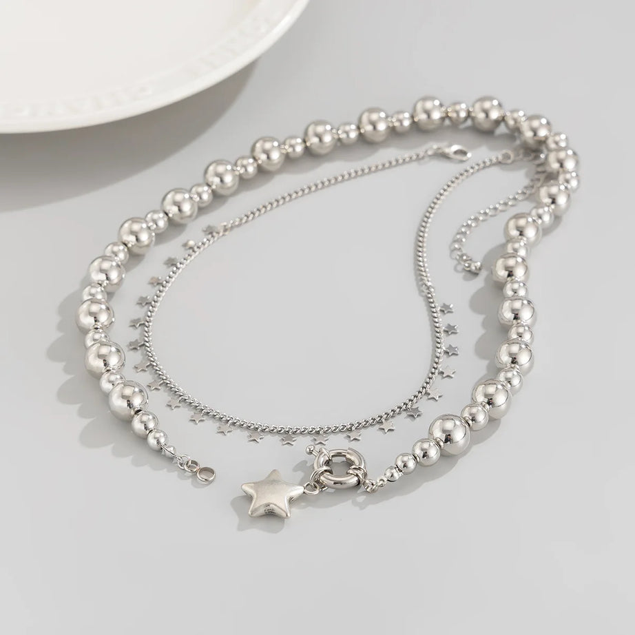 Woven Bead Star Tassel Pendant Necklace Jewelry