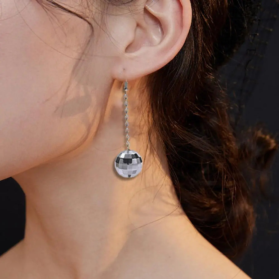 Mirror Disco Ball Drop Earrings Jewelry