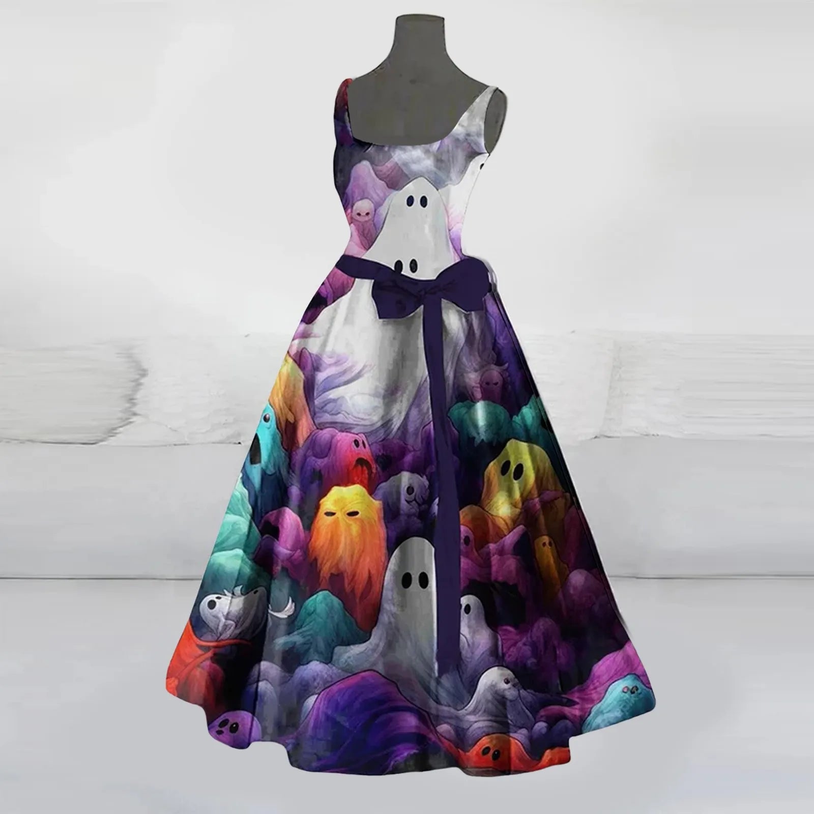 Halloween Scary Costumes Prom Dress For Women Bloody Print Flared