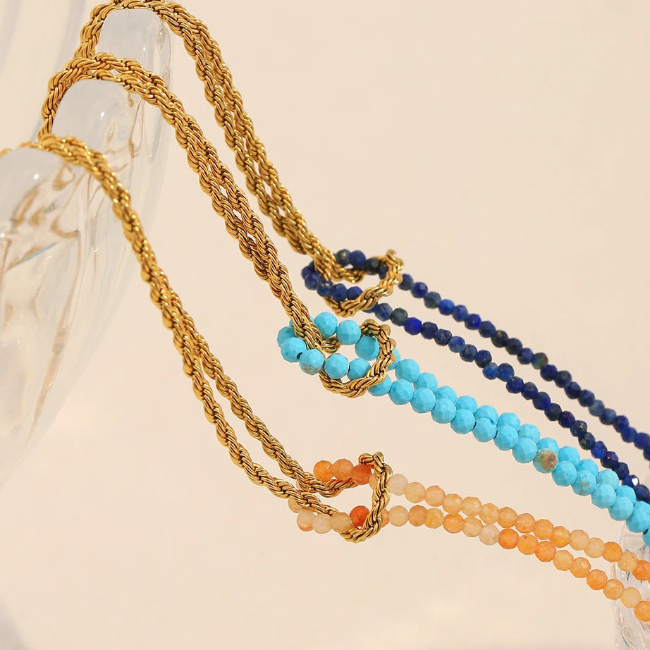 Glossisland | Colorful Natural Stone Irregular Beads Bracelet Stainless Steel PVD Plated Jewelry Boho Trendy Gifts for Women - Charlie Dolly