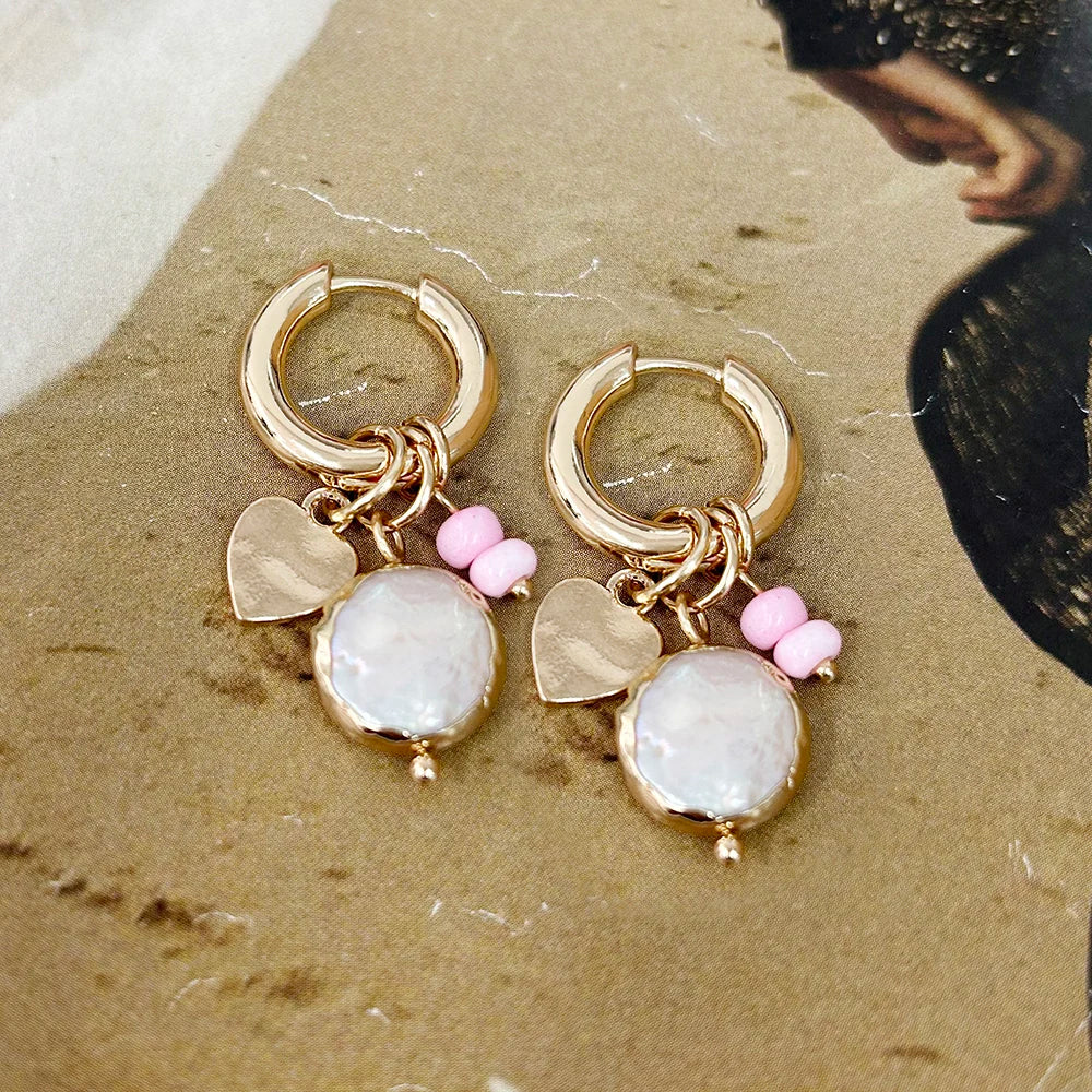 Pendant Earrings For Woman Boho Natural Stone Clover Malachite Powder Crystal Bohemia Charm Ear Luxury Quality Jewelry Girls