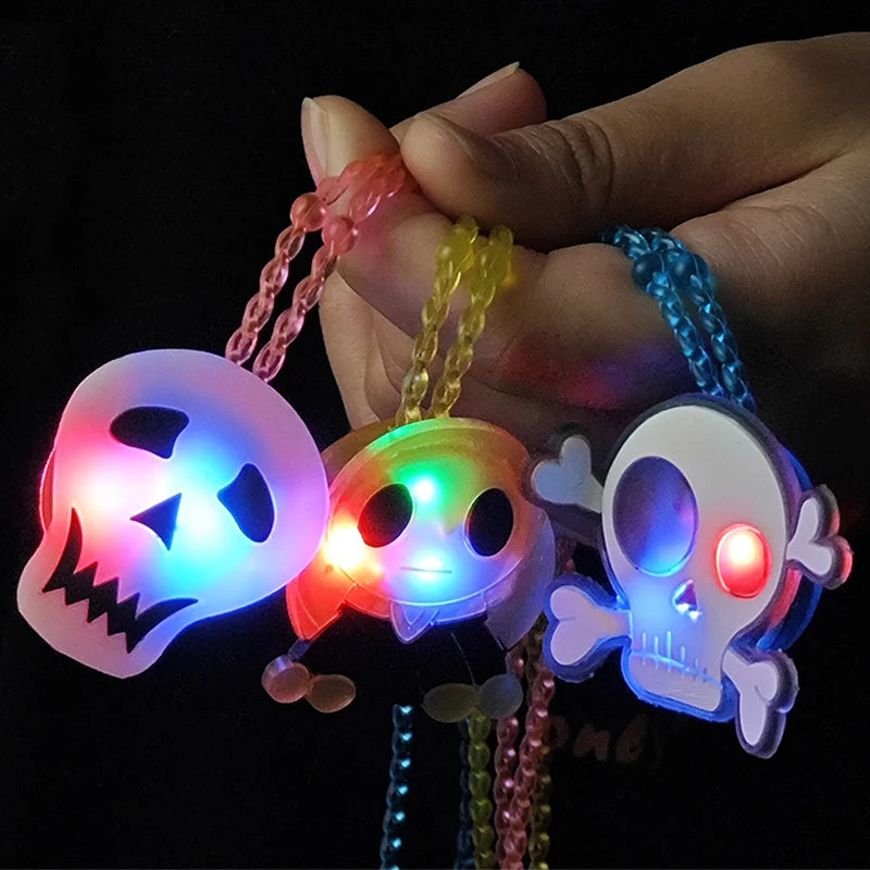 2024 Halloween LED Light-emitting Necklaces for Women Glowing Pendant Toys Children Flash Necklace Halloween Party Decorations