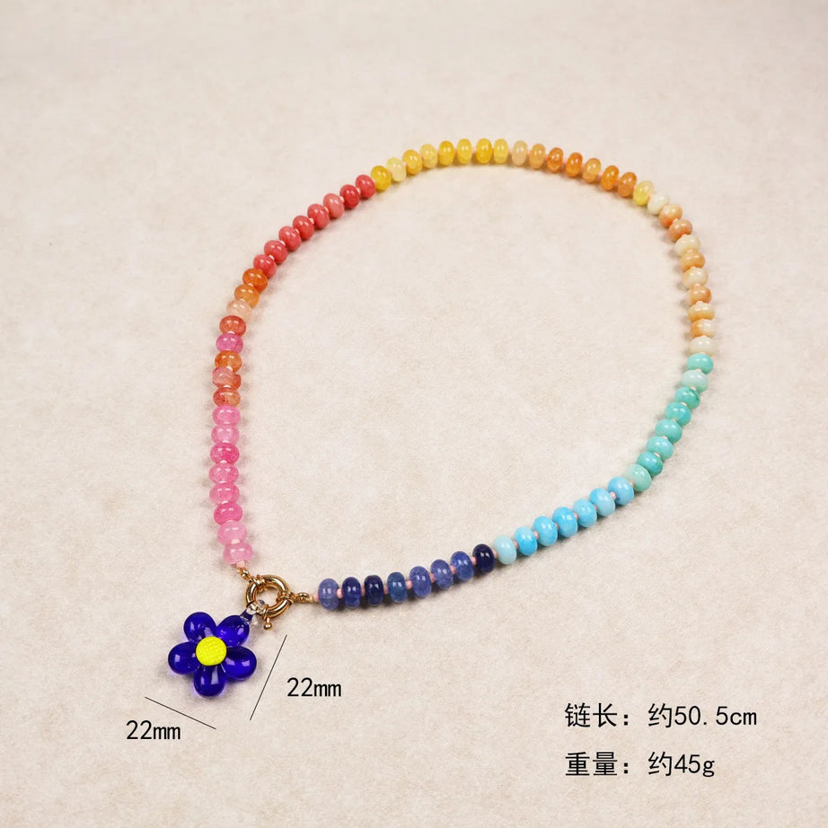 Chunky Rainbow Stone Beach Necklace