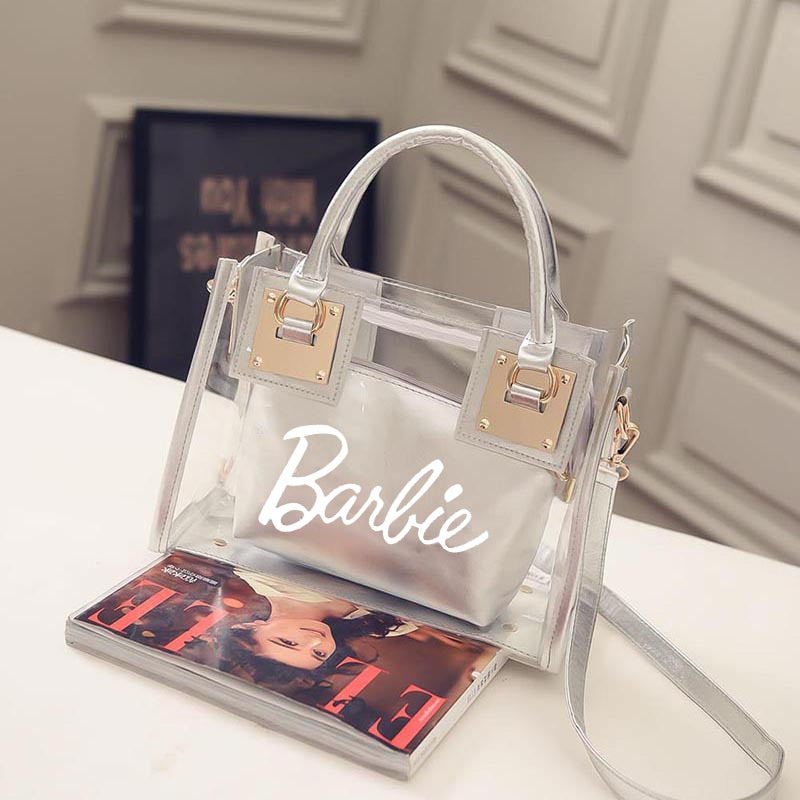 Barbie Letter Women Bag Fashion Woemn Beach Shoulder Handbag Portable Girls Messenger Transparent Jelly Ladies Bags Pouch Gifts - Charlie Dolly