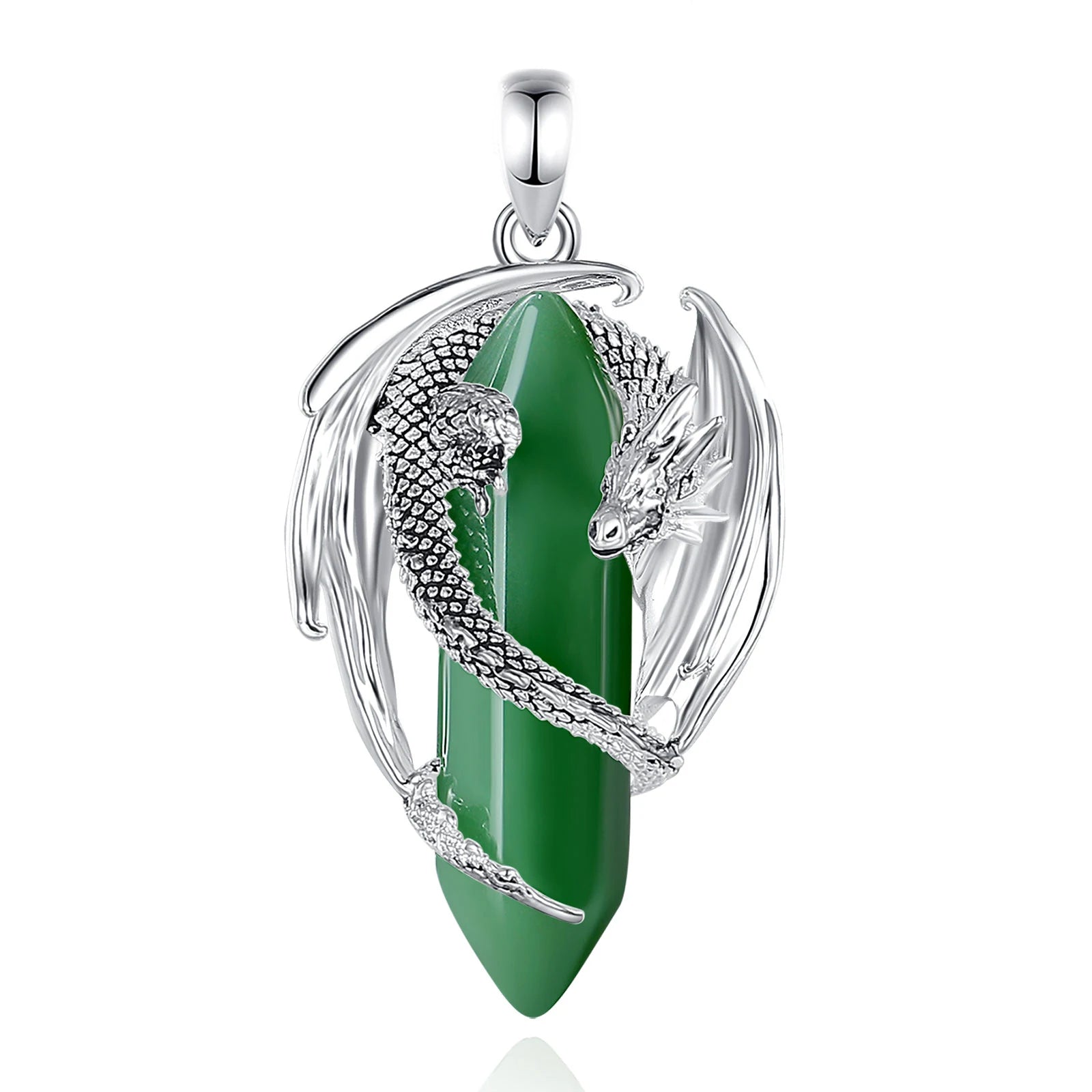 Eudora Dragon Twining Hexagonal Natural Obsidian Prismatic Necklace Punk Turquoise Amethyst Jade Pendant Malachite Jewelry Gift