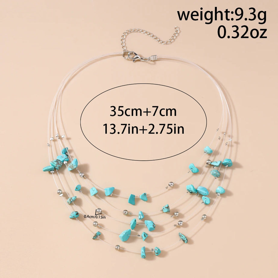 Aihua Boho Multilayer Natural Stone Glasses Beads Necklace For Women Choker Collar Necklace Women Jewelry Gifts - Charlie Dolly