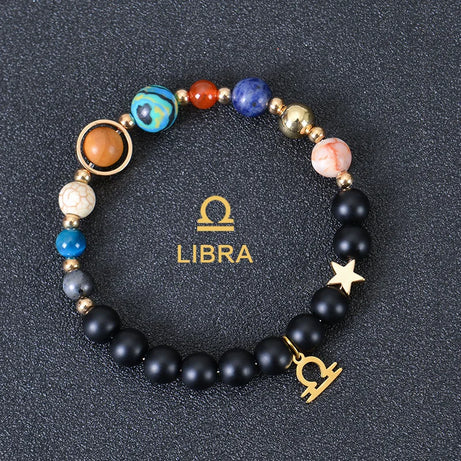 Zodiac Constellation Crystal Bracelet, 12 Signs Natural Stone Beaded Amulet