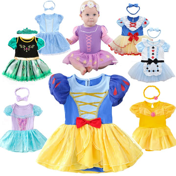 Baby Romper Tutu Dress with Headband Infant Baby Girl Princess Clothes Cute Design Kids Dress Halloween Party Costumes Outfit