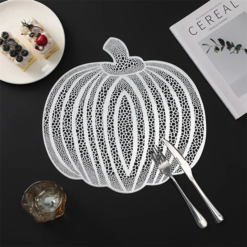 2024 New PVC Placemats for Halloween Dining Table Decoration Pumpkin Shaped Desktop Heat Insulation Pad - Charlie Dolly