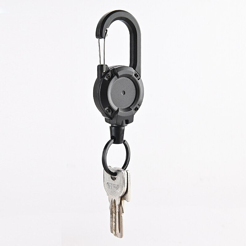 Anti-theft Metal Easy-to-pull Buckle Rope Elastic Keychain Sporty Retractable Key Ring Anti Lost Ski Pass ID Card - Charlie Dolly