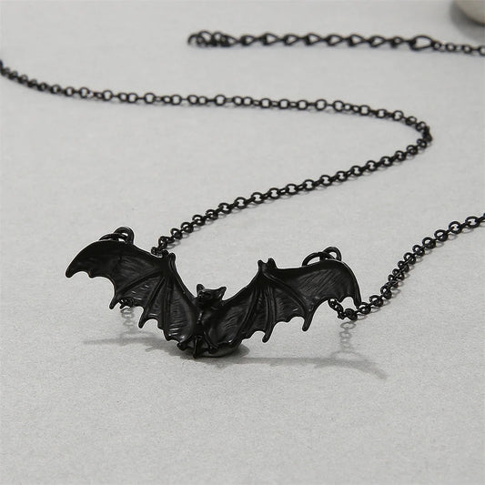 Gothic Bat Necklace for Women Men Punk Hip Hop Rock Vintage Metal Pendant Necklace Party Halloween Jewelry Gifts Cool Thing 2023