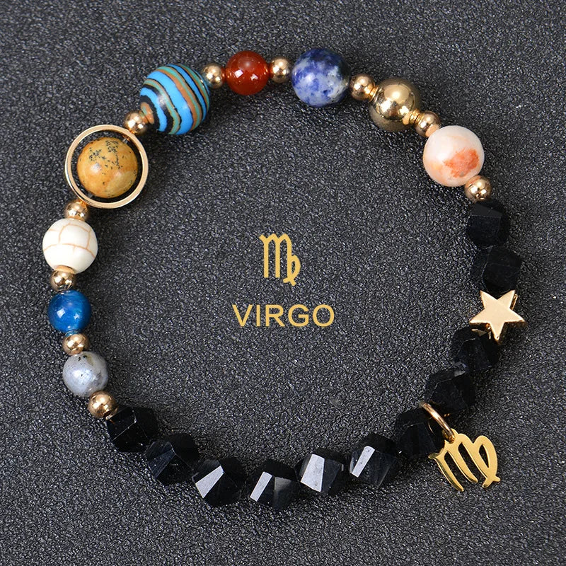 Zodiac Bracelets for Women 12 Constellations Crystal Stone Bracelet for Birthday Zodiac Gifts Constellation Charm Bracelet