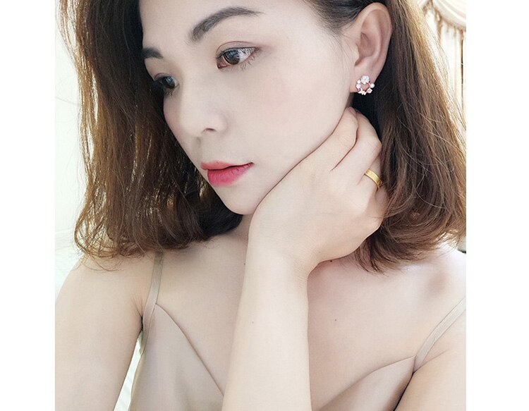 French Light Luxury Flower Butterfly Pearl Stud Earrings For Women Korean Zircon Exquisite Earring Party Christmas Jewelry Gift - Charlie Dolly