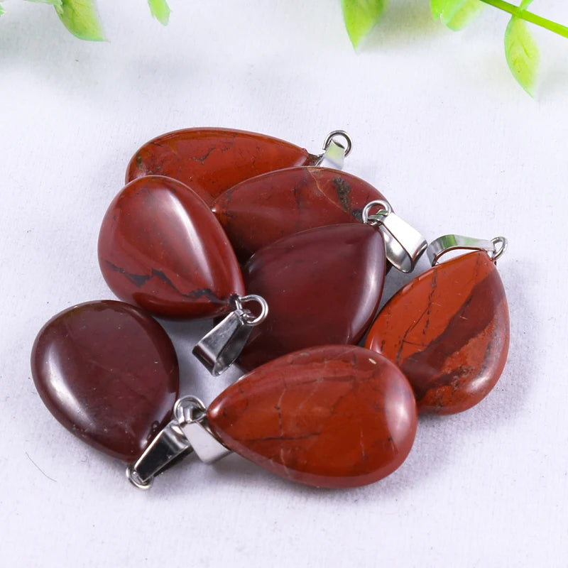 50pcs Natural Stone Waterdrop Pendants Crystal Amethysts Lapis Lazuli Healing Charms Tear Beads For Jewelry Making Earring Gems