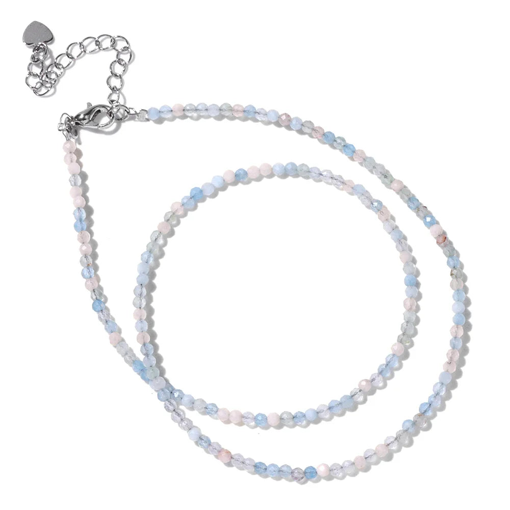 2mm Natural Stone Beads Necklace Handmade Mini lapis lazuli Amethysts Turquoises Beaded Necklaces for Women Boho Jewelry Gift