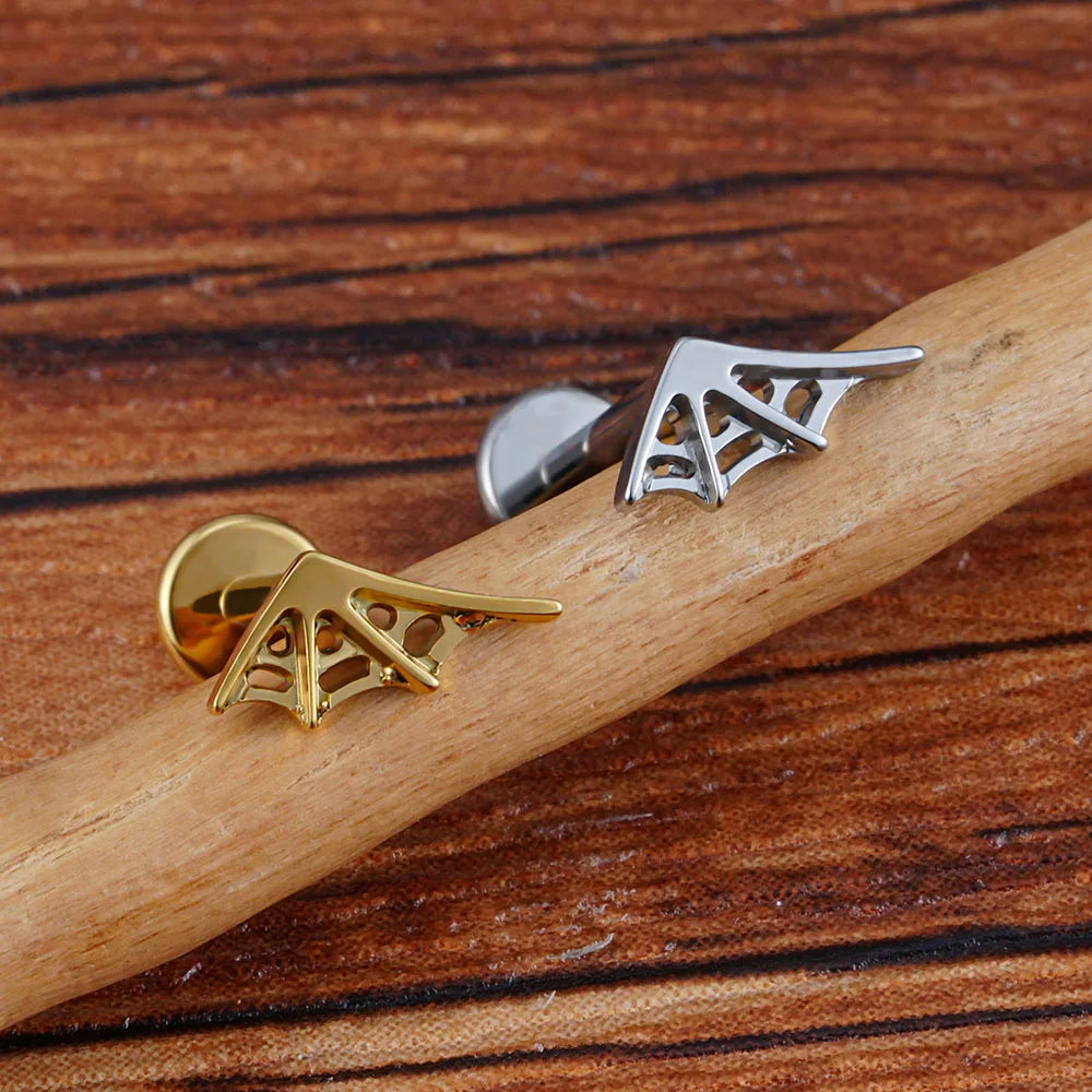 Right Grand ASTM F136 Titanium 16G Spider Web Stud Earring Halloween Internally Threaded Helix Cartilage Tragus Lip Piercing - Charlie Dolly