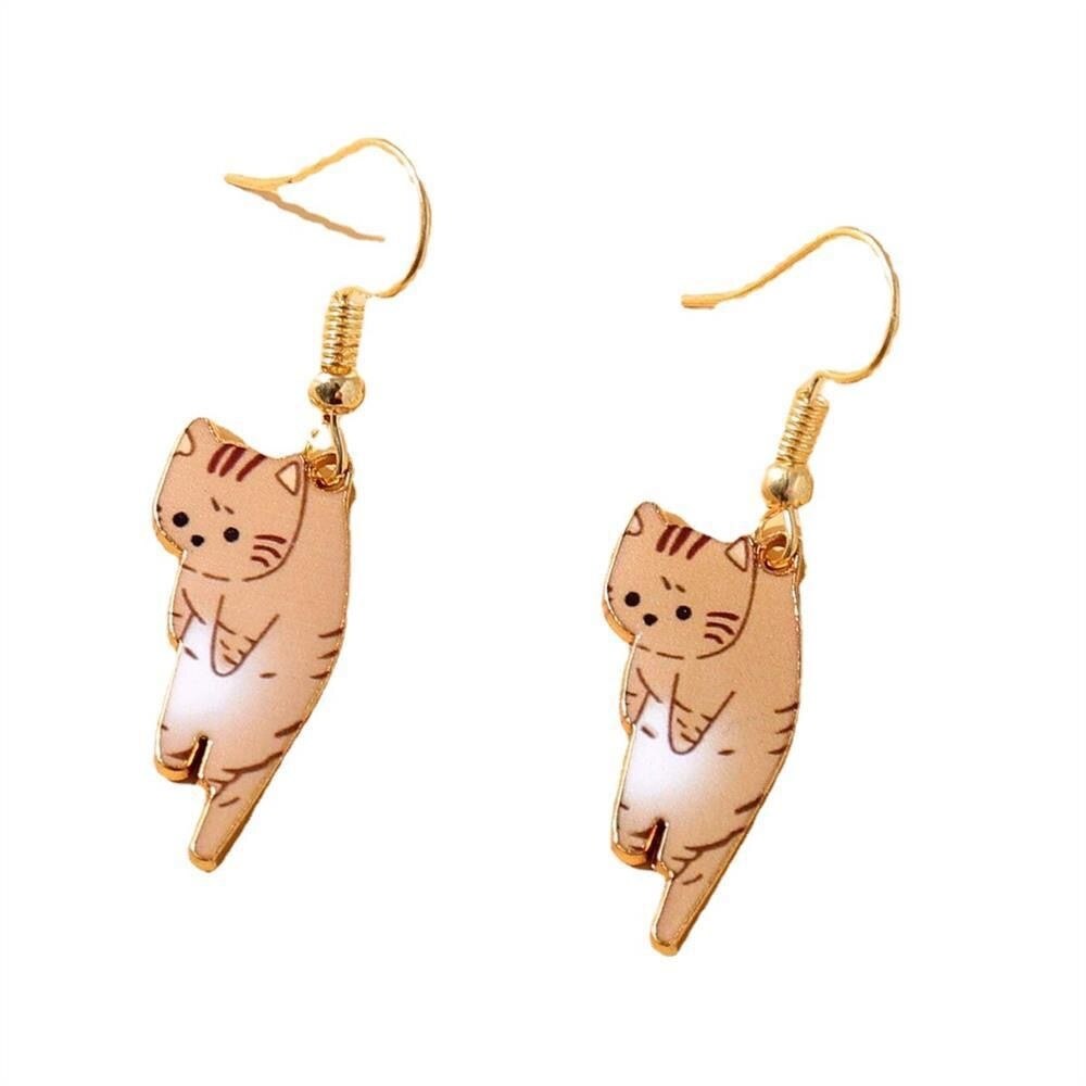 Trendy Cute Kitten earring for women Cartoon Girl Flower Cat drop Earrings Sweet and Fresh Earrings gift - Charlie Dolly