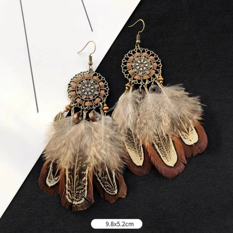 Peacock Feather Statement Drop Earrings Jewelry
