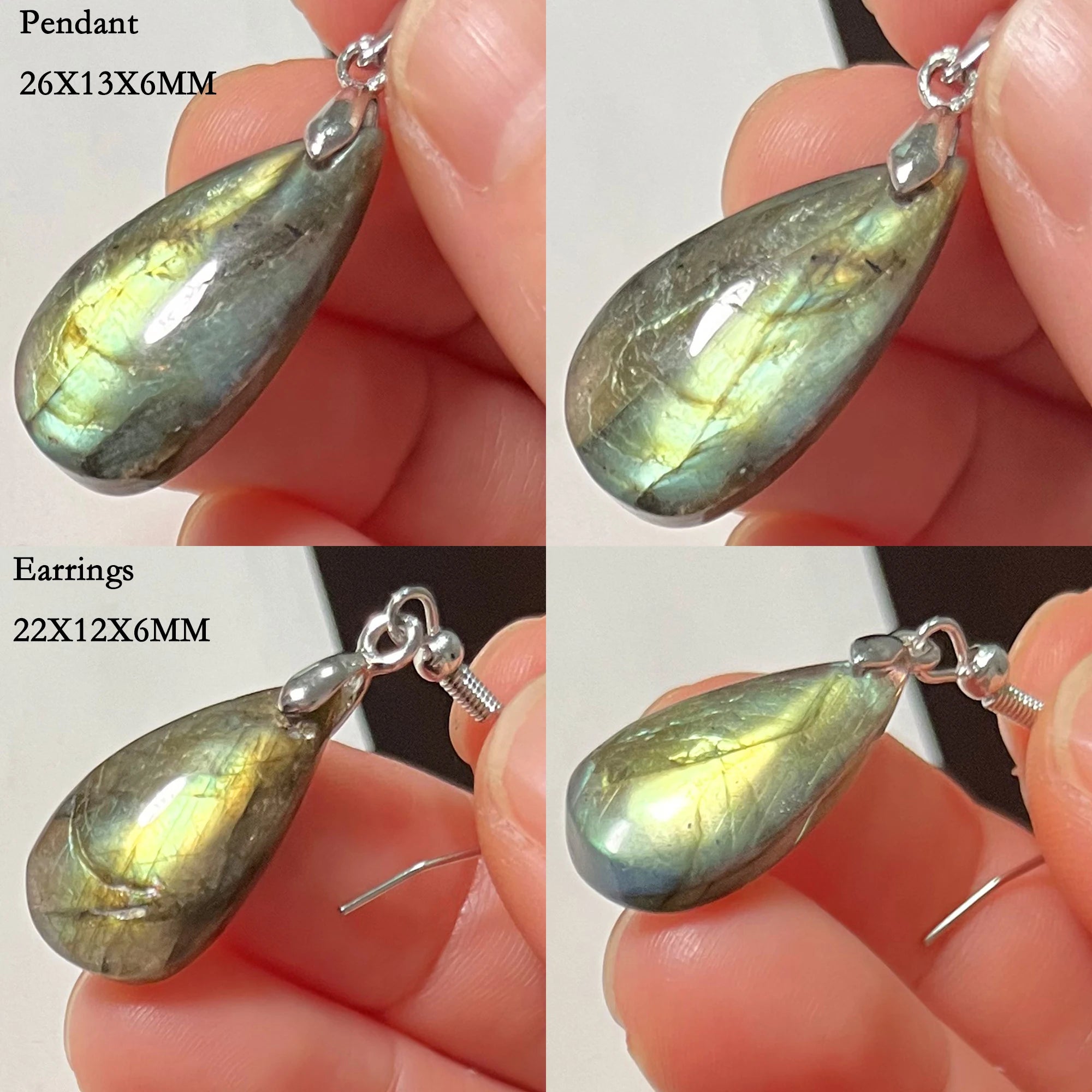 Women Men Irregular Shape Bead Natural Stone Blue Labradorite Earrings