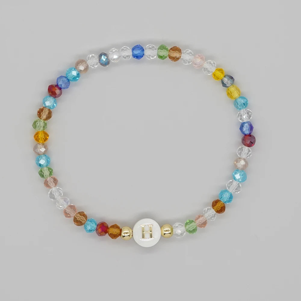 Go2Boho Crystal Shell Letter A-Z Bracelets for Women Boho Summer Beach Lucky Fashion Trend Jewelry Accessories Surprise Gifts