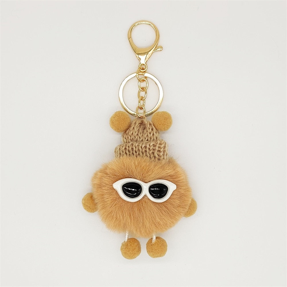 1pc Fashion Cute Mini Ice Cream Key Ring With Tassel Student Fluffy Pom Pom Velvet Plush Keychain For Girls Bag Decoration Gift - Charlie Dolly