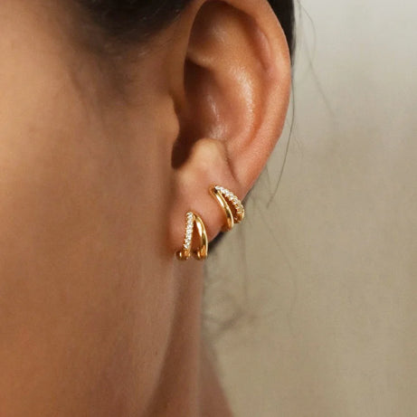 Gold Zircon Geometric Statement Hoop Earrings Jewelry