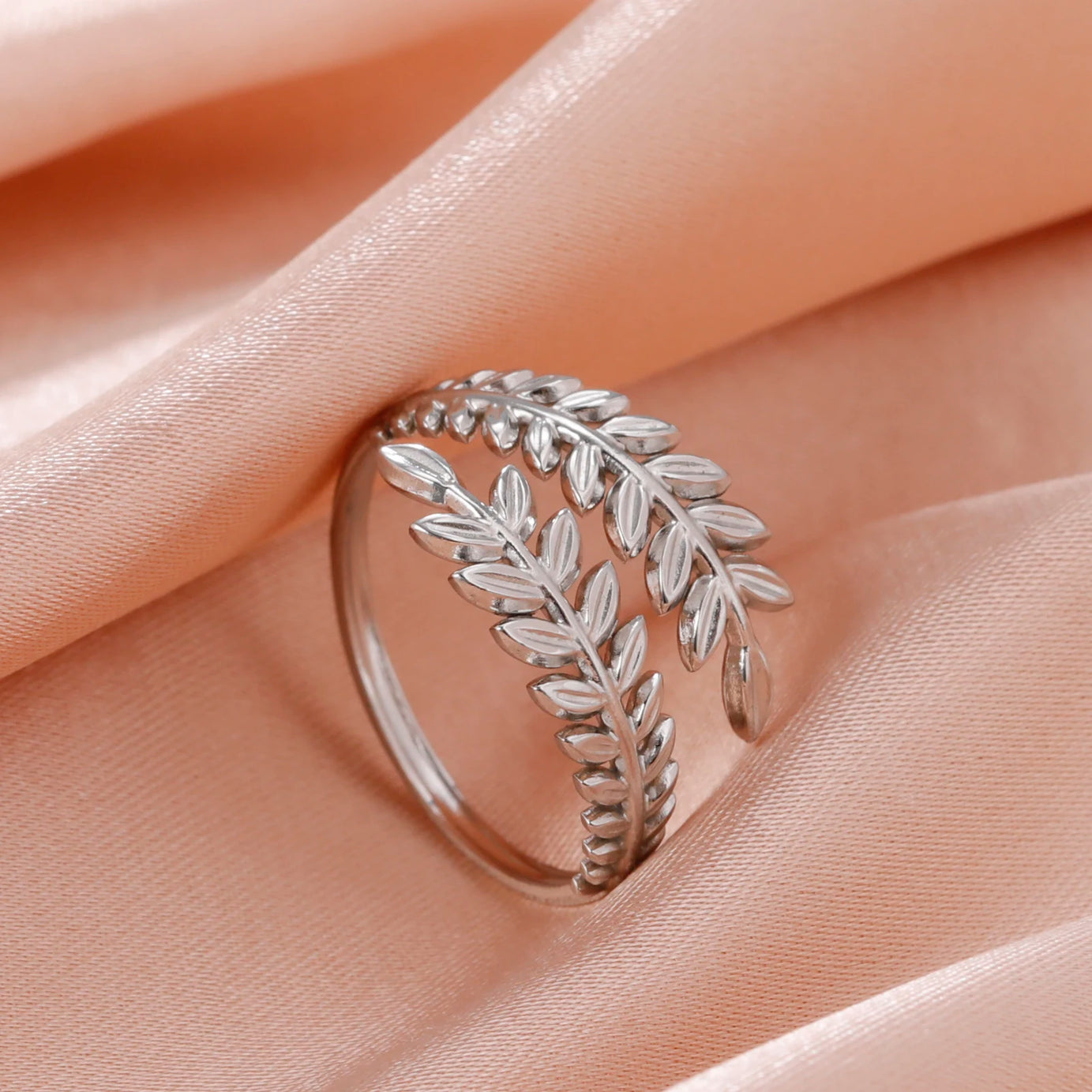 Wheat Ear Leaf Open Stacking Ring Jewelry