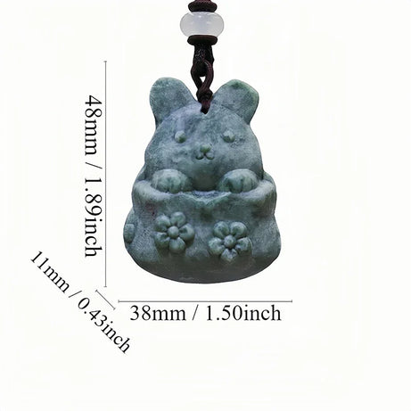 Dark Green Jade Dragon Fox & Owl Pendant Necklace, Carved Amulet Zodiac Talisman