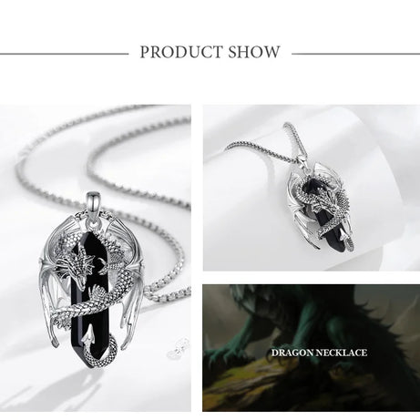 Dragon Obsidian Hexagonal Prism Necklace