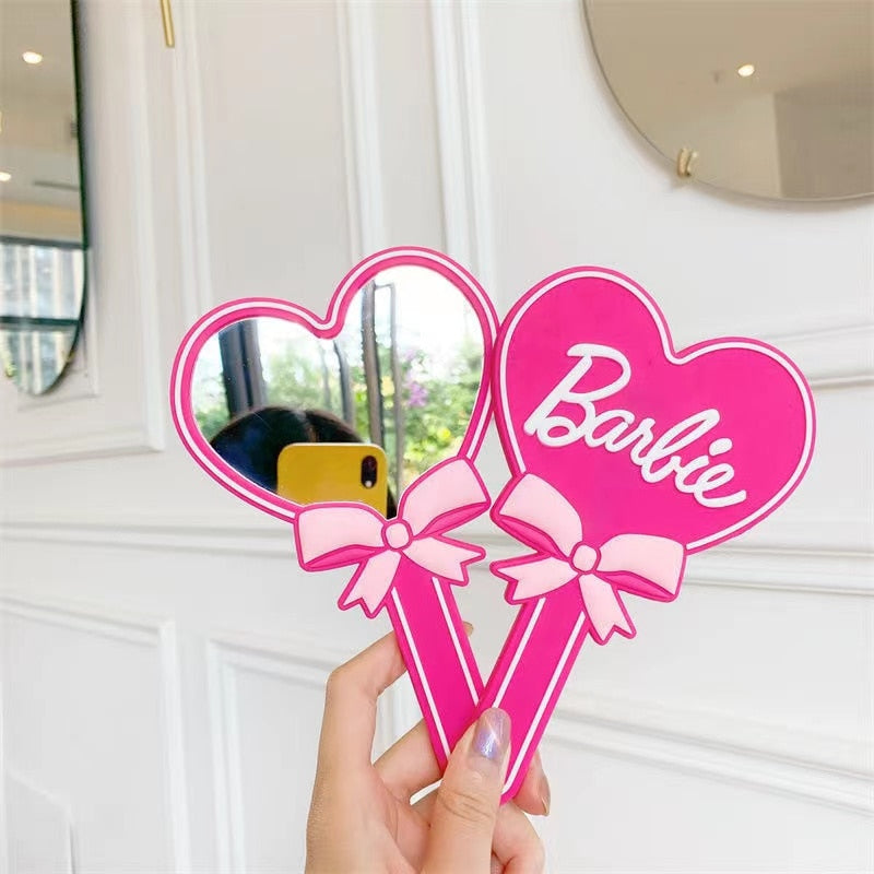 Cartoon Barbie Letter Makeup Mirror Anime Fashion Women Hand Held Shape Bow Tie Mirrors Anime Y2K Girls Dressup Accessory Gift - Charlie Dolly