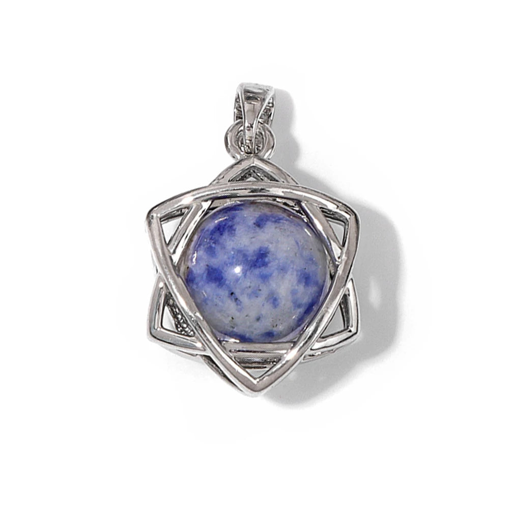 Hexagram Star Pendant Lapis Lazuli Amethysts Natural Stone Charms For Making Necklace Earrings Amulet Star of David Jewelry