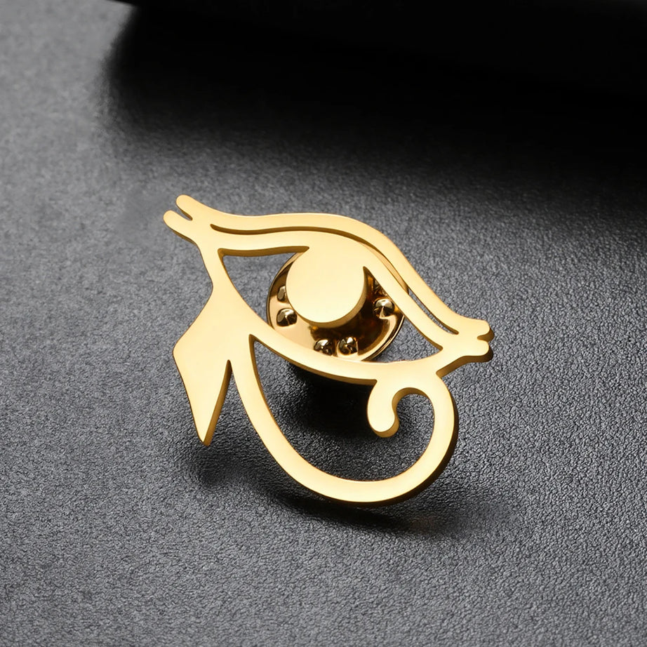 Eye of Horus Brooch Pin, Ancient Egyptian Protection Amulet Stainless Steel