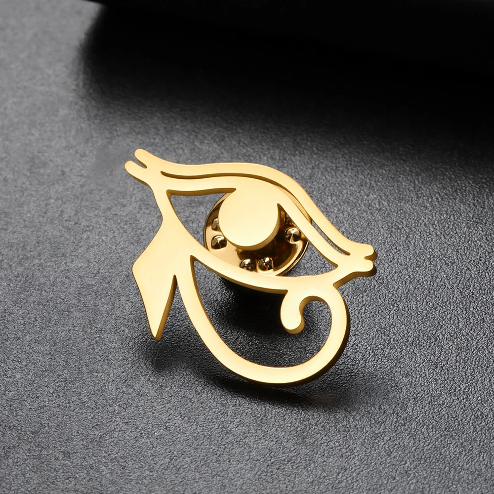 Dawapara Ancient Egyptian Eye Symbol Pin Eye of Horus Brooch Spiritual Jewelry Protection Amulet Stainless Steel Accessory
