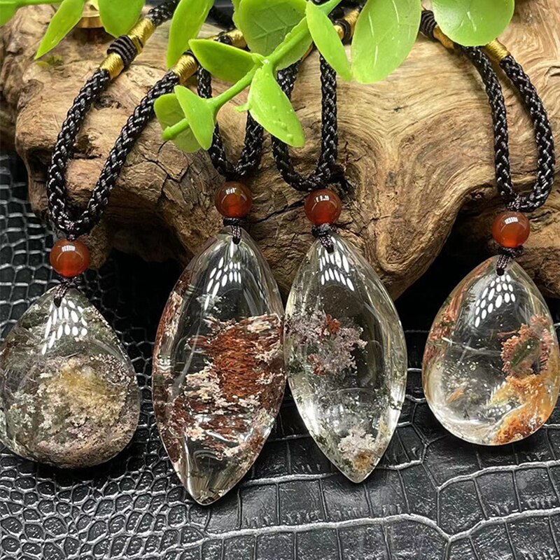 1PC Natural Ghost Phantom Quartz Pendant Crystal Gem Specimen Healing Stone Necklace High Quality Room Decor Jewelry Accessories - Charlie Dolly