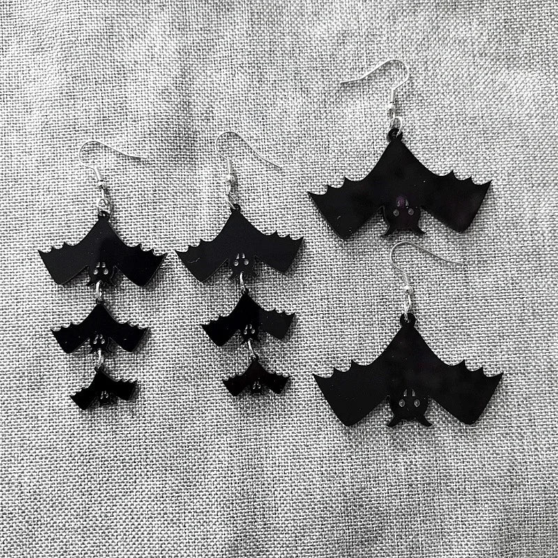 2024 New Skeleton Pumpkins Halloween Earrings Women Hallowmas Costume Cosplay Skull Heart Axe Black Bat Acrylic Drop Earring - Charlie Dolly