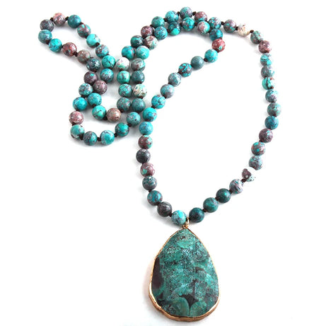 Fashion Boho Jewelry Natural Stones With Semi Precious Pendant Necklaces Women Bohemia Necklace Gift - Charlie Dolly