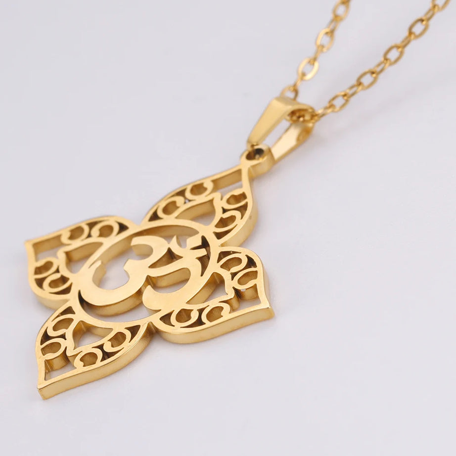 Lotus Mandala OM Symbol Spiritual Amulet Necklace