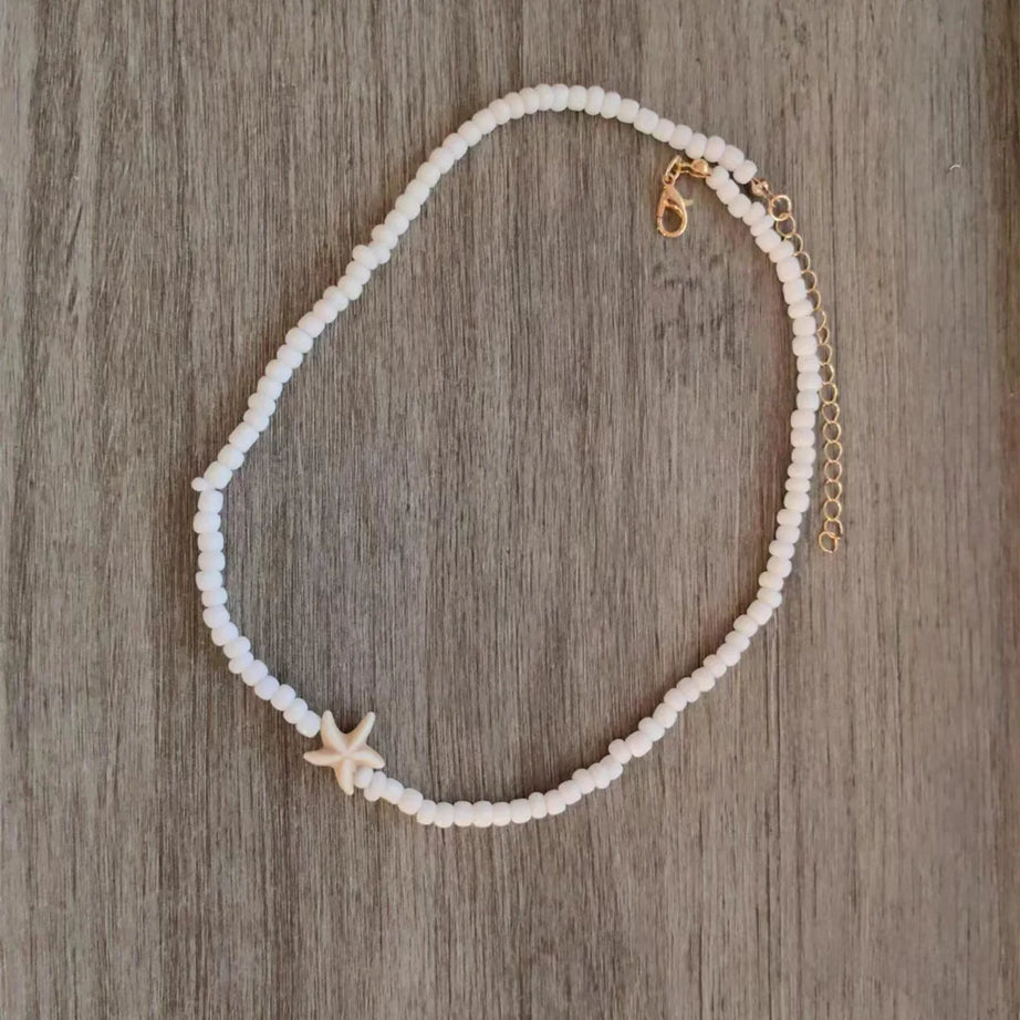 Tidepool Starfish and Turtle Beaded Boho Choker