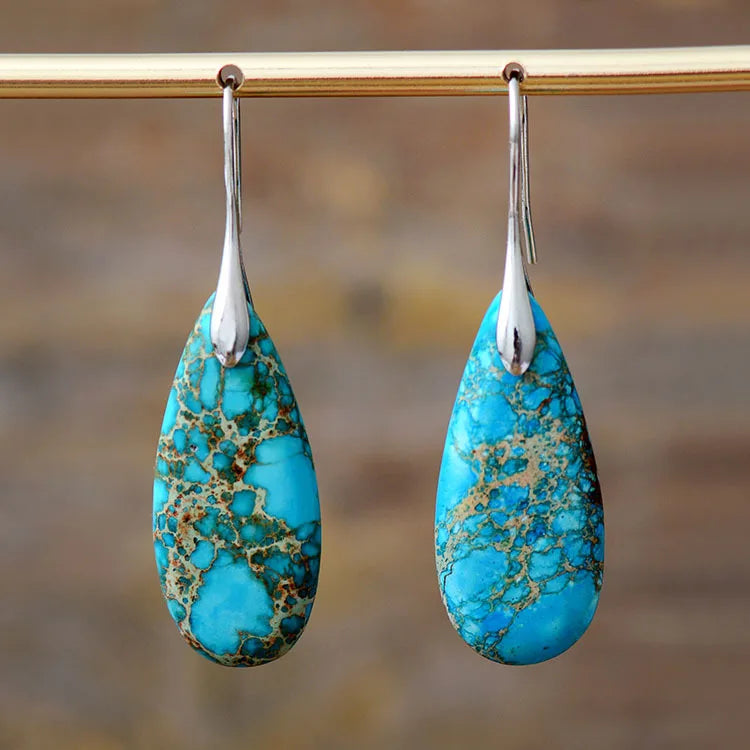 Bohemian Emperor Stone Geometric Pendant Earring Popular Natural Stone Jewelry Earrings for Women Luxury Boho Original earring
