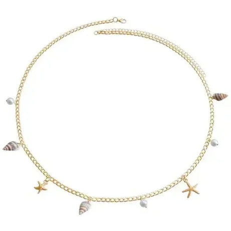 Starfish Shell and Pearl Tassel Necklace, Waist Chain or Bracelet