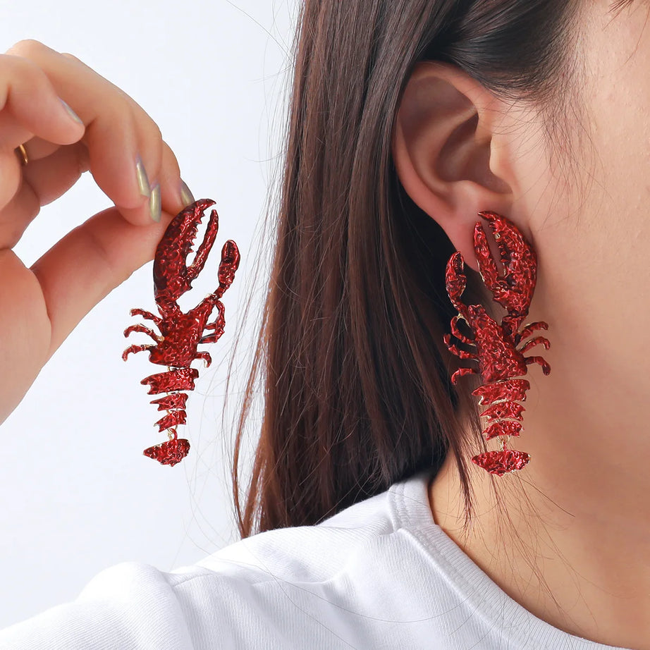 Enamel Lobster Ocean Drop Earrings Jewelry