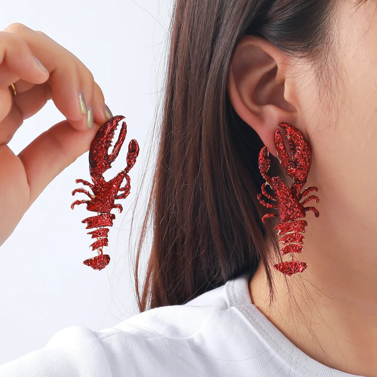 Women Casual Boho Jewelry High Quality Enameled Metal Lobster Drop Earrings Trend Summer Beach Holiday Party Accessories Gift