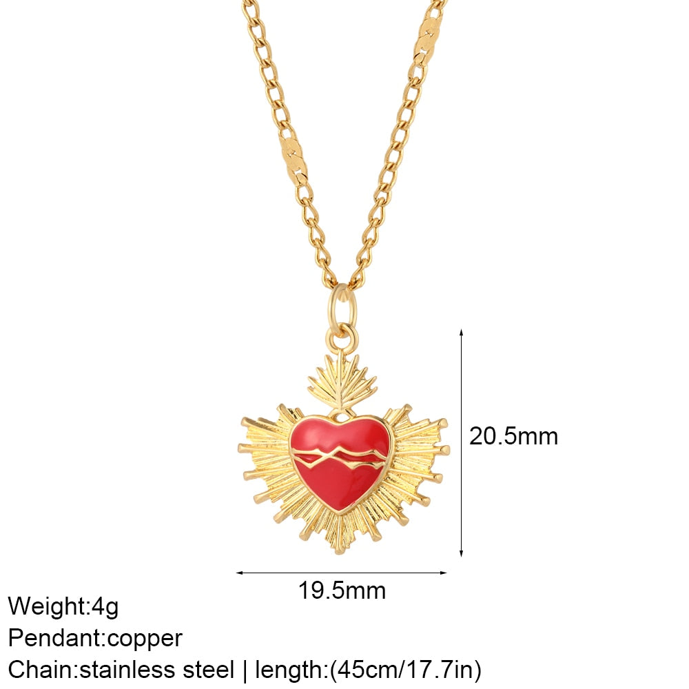 Heart Evil Blue Eye Sun Necklace for Women Cute Dog Bee Elephant Gold Color Pendant Woman&#39;s Collars Long Stainless Steel Chains