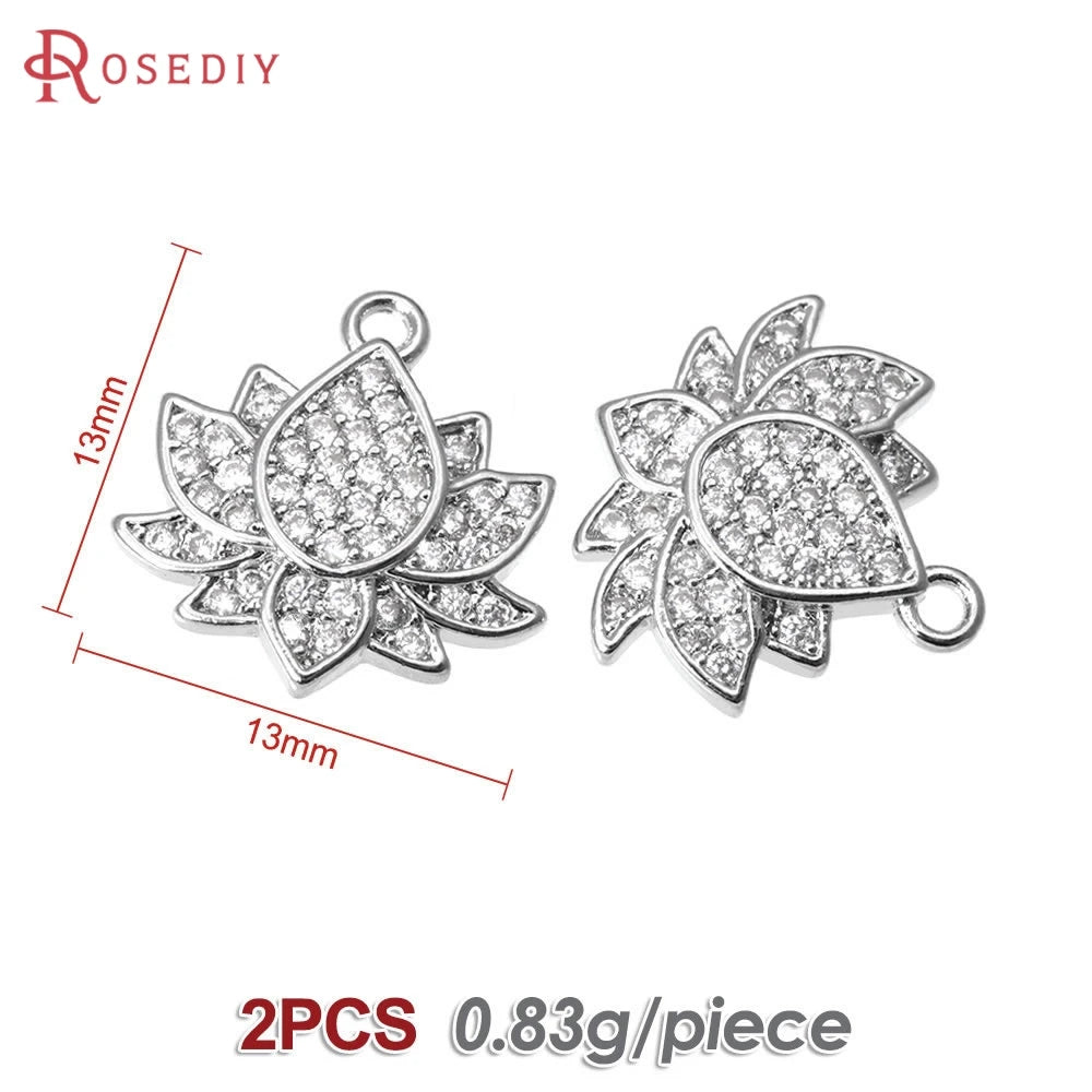 18K Gold Color Brass Lotus Flower Charms Pendants High Quality Diy Necklace Earrings Jewelry Making Accessories