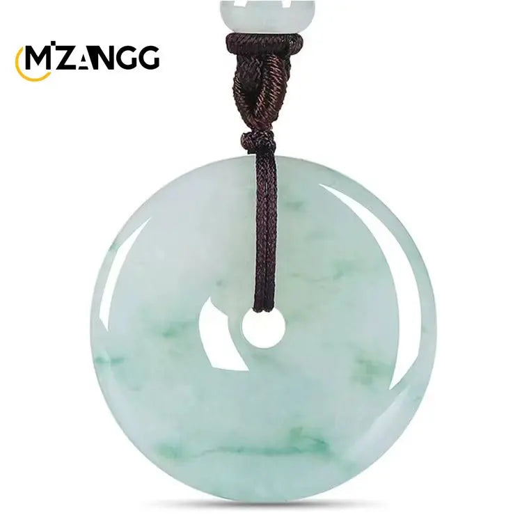 Natural A Goods Jade Peace Buckle Pendant Round Ice Kind Floating Flower Jadeite Necklace Lucky Amulet Gift for Men and Women