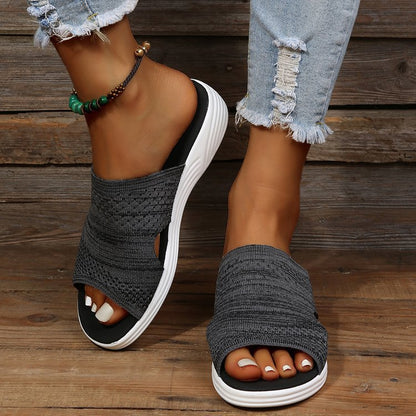 Women Open Toe Casual Slippers  Breathable Outdoor Beach Platform Sandals Plus Size Solid Color Wedges Shoes Sandalias
