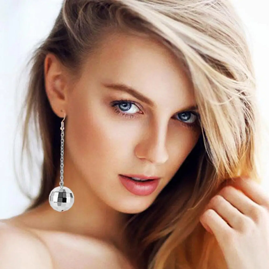Mirror Disco Ball Drop Earrings Jewelry