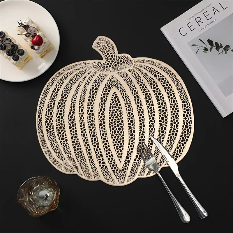 2024 New PVC Placemats for Halloween Dining Table Decoration Pumpkin Shaped Desktop Heat Insulation Pad - Charlie Dolly